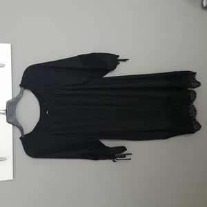 Black silky dress w lace detail